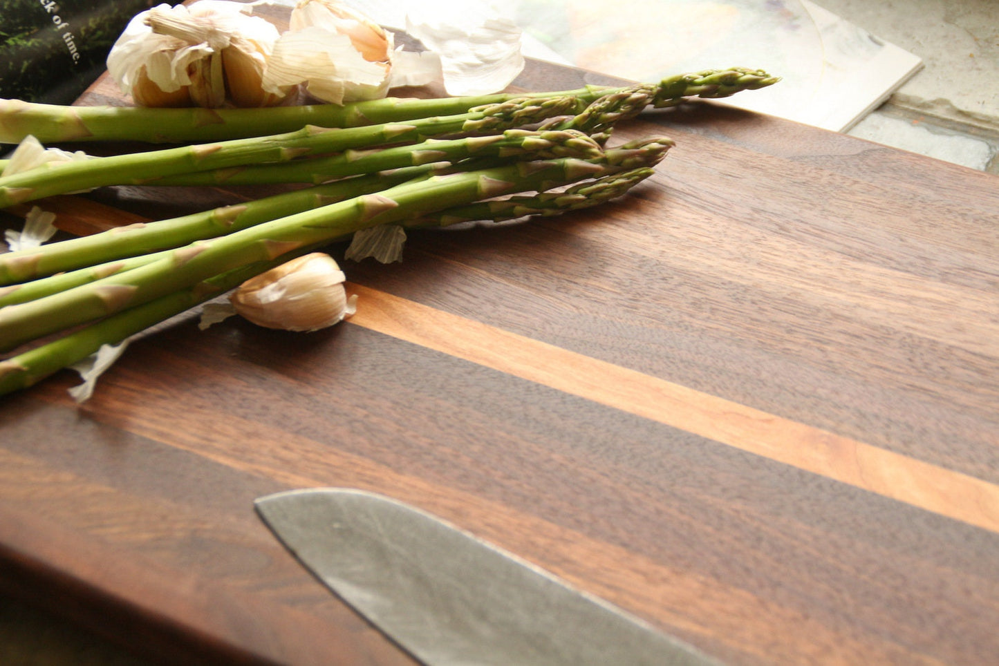 Walnut and Cherry cutting board with curved edges
