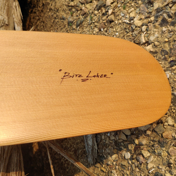 Classic beavertail canoe paddle with laminated shaft and blade, handmade in Canada, 57" to 63"