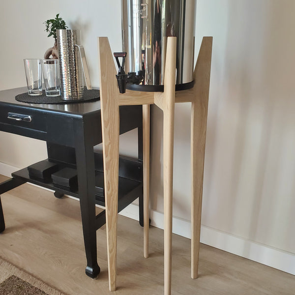 Tall Water Filter Stand Floor Model in Whitewash Ash Hardwood