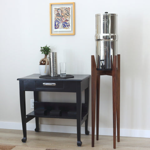 Tall Water Filter Stand Floor Model in Walnut, Oak and Cherry, Maple, Beech