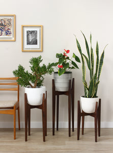 Set of three MCM inspired indoor plant stands handmade solid hardwood