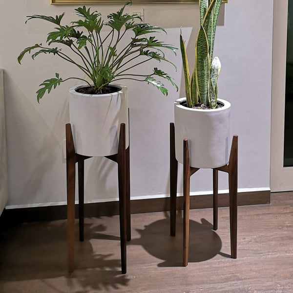 Tall 30" MCM inspired indoor plant stand, modern home decor, hand made in Canada solid wood, original design - pot not included.