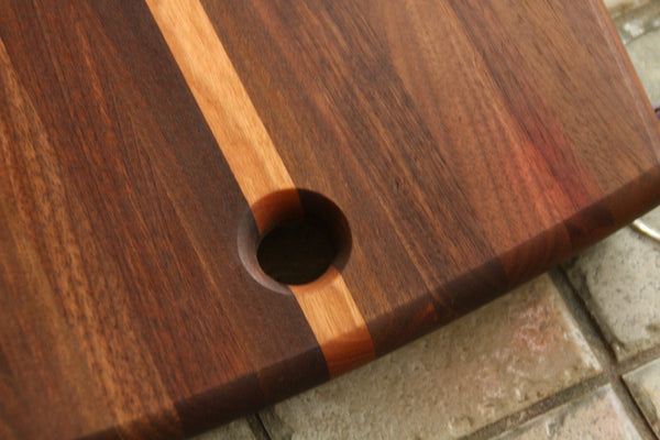 Ombre Walnut and Cherry large cutting board with curved edges